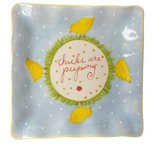 Lori Siebert Chicks Are Peeping Square Platter Serving Dish Easter CRAZING READ